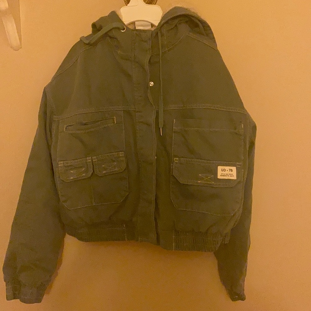 green jacket with sherpa inside